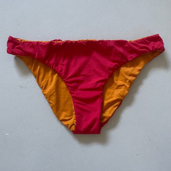 Intimissimi Swimwear Stretch Reversible Bikini Bottoms Red Orange Medium - Picture 1 of 5